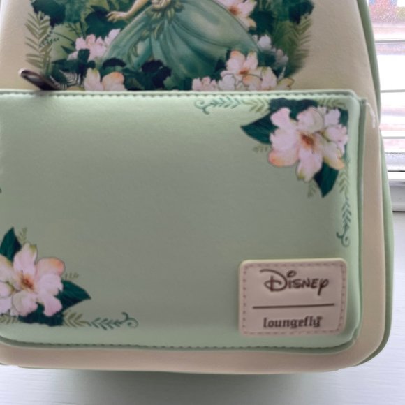 Loungefly Disney Princess and the Frog Tiana Floral Green Mini Backpack New - Picture 3 of 9
